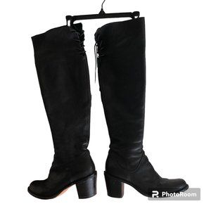 Fiorentini and Baker over-the-knee or fold over Italian black leather boots